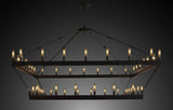 Wrought Iron Vintage Barn Metal Castile Two Tier Square Chandelier Chandeliers Industrial Loft Rustic Lighting W 63" H 60" - A113-3428/52