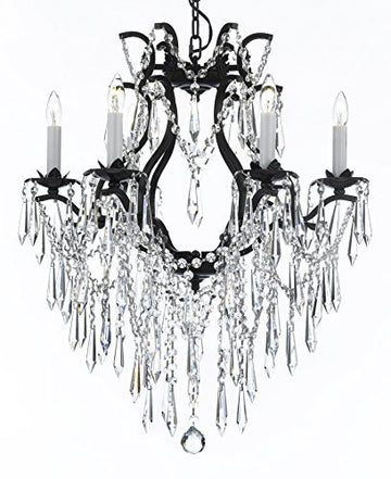 Wrought Iron Empress Crystal (Tm) Chandelier Lighting H 27" W 20" - A83-B27/3530/6