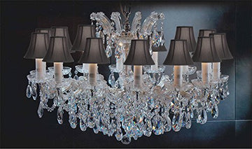 Maria Theresa Chandelier Crystal Lighting Chandeliers Lights Fixture Pendant Ceiling Lamp For Dining Room Entryway Living Room H 21" X W 31" With Black Shades - Antique French Gold Color - A83-Sc/Blackshades/Cg/2489/14