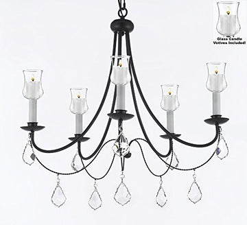 Crystal Chandelier W/ Candle Votives H22.5" W26" - For Indoor / Outdoor Use Great For Outdoor Events Hang From Trees / Gazebo / Pergola / Porch / Patio / Tent - J10-B31/B7/26031/5