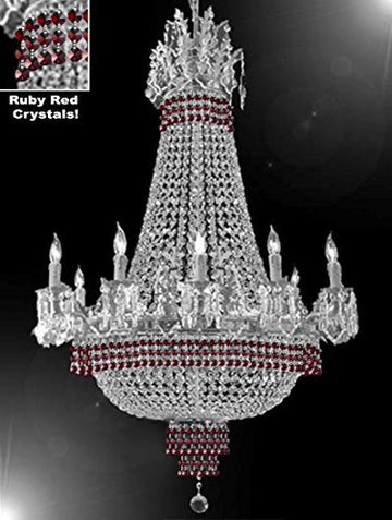 Empire Crystal Chandelier Chandeliers Lighting Dressed With Ruby Red Crystals Great For The Dining Room Foyer Living Room H32" X W25" - B74-Cs/1284/8+4