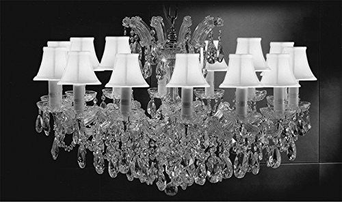 Swarovski Crystal Trimmed Maria Theresa Chandelier Crystal Lighting Chandeliers Lights Fixture Pendant Ceiling Lamp For Dining Room Entryway Living Room H21" X W31" With White Shades - A83-Sc/Whiteshades/Cs/2489/14Sw