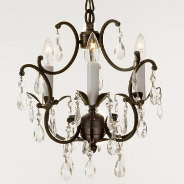 Wrought Iron Crystal Chandelier Lighting Country French 3 Lights Ceiling Fixture Wrought Country French Min Kitchen - J10-618/3