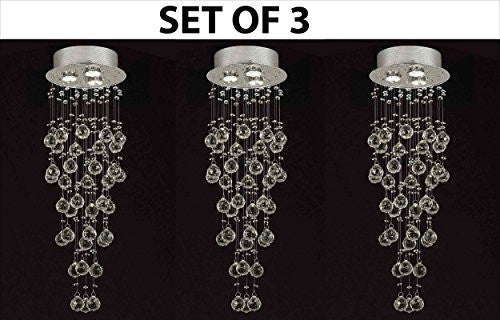 Set Of 3 Modern Contemporary Chandelier "Rain Drop" Chandeliers Lighting With 40Mm Crystal Balls H31"Xw10" - F93-815/3-Set Of 3