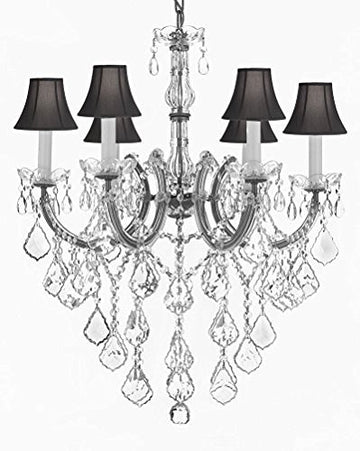 Maria Theresa Chandelier Crystal Lighting Chandeliers With Black Shades H 30" W 22" - J10-Sc/B12/Silver/26067/6