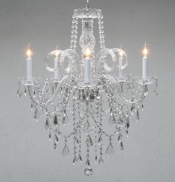 Authentic All Crystal Chandelier H30" X W24" - Go-A46-3/385/5