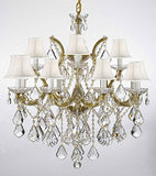 Swarovski Crystal Trimmed Chandelier Chandelier Lighting With White Shades H30" X W28" - A500-Whiteshades/B7/21532/12+1Sw