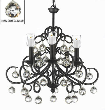 Bellora Crystal Wrought Iron Chandelier Lighting Empress Crystal (Tm) With Faceted Crystal Balls And Votive Candles H 22" W 20" - Hang From Trees / Gazebo / Pergola / Porch / Patio / Tent - J10-B31/26070/5