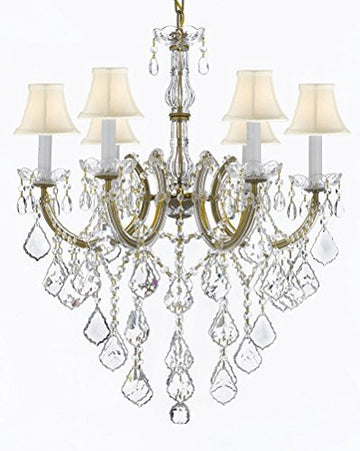 Maria Theresa Chandelier Crystal Lighting Chandeliers With White Shades H 30" W 22" - J10-Sc/B12/26066/6