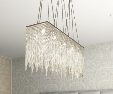 *CLOSEOUT PRICE - LIMITED QUANTITY LEFT* Ten Light Modern / Contemporary Dining Room Chandelier Rectangular Chandeliers Lighting Dressed With High Quality Crystal 28" X 36" - CO-1114/10