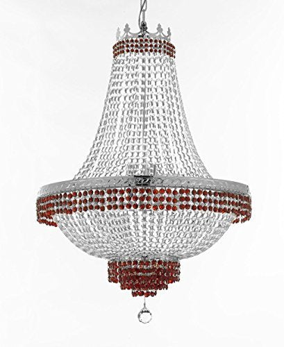 Moroccan Style French Empire Crystal Chandelier Chandeliers Lighting Trimmed With Ruby Red Crystal Good For Dining Room Foyer Entryway Family Room And More H50" W30" - A500-B74/Cs/870/14Large