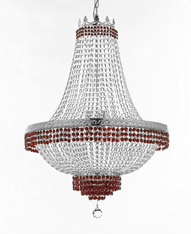 Moroccan Style French Empire Crystal Chandelier Chandeliers Lighting Trimmed With Ruby Red Crystal Good For Dining Room Foyer Entryway Family Room And More H50" W30" - A500-B74/Cs/870/14Large