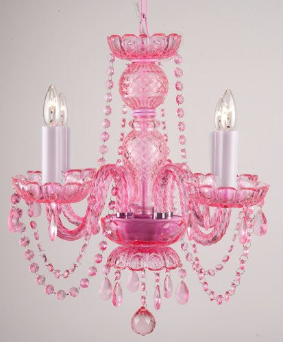 Authentic All Pink Crystal Chandelier Lighting Chandeliers 18ht x19wd 4 Lights Murano - J10-26098/4 PINK