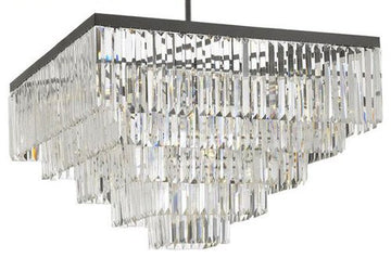 Inspired Odeon Style Crystal Glass Fringe 5-Tier Chandelier W 31.5" X H 27" - 26008/18