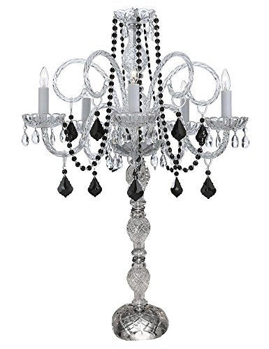 Set Of 10 Wedding Candelabras Candelabra Centerpiece Centerpieces W/Black Crystal - Great For Special Events - Set Of 10 - G46-B2/545/5/Blackcrystal-Set Of 10