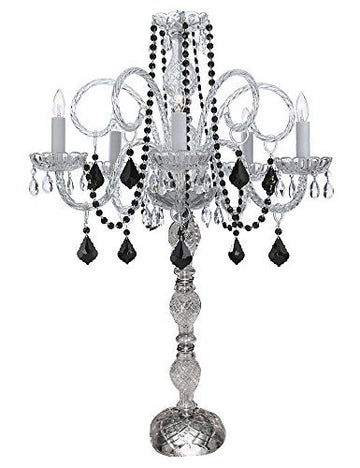 Set Of 10 Wedding Candelabras Candelabra Centerpiece Centerpieces W/Black Crystal - Great For Special Events - Set Of 10 - G46-B2/545/5/Blackcrystal-Set Of 10