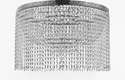 French Empire Crystal Semi Flush Chandelier Chandeliers Lighting With Crystal Bead Shade / Curtain H19" X W24" - A500-Flush/B68/Cs/870/9