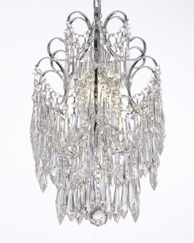 Chrome Crystal Chandelier Lighting Dressed W/ Icicle Crystals H 15" W 11.5" - J10-B27/26019/1