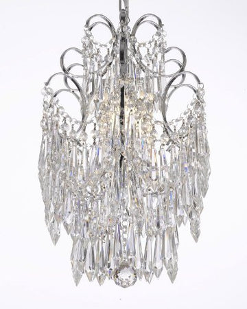 Chrome Crystal Chandelier Lighting Dressed W/ Icicle Crystals H 15" W 11.5" - J10-B27/26019/1