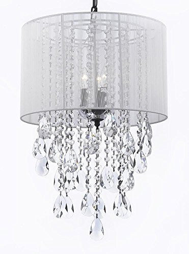 Crystal Chandelier Empress Crystal (Tm) With Large White Shade H24" X W15" - G7-B9/White/3/26028/3