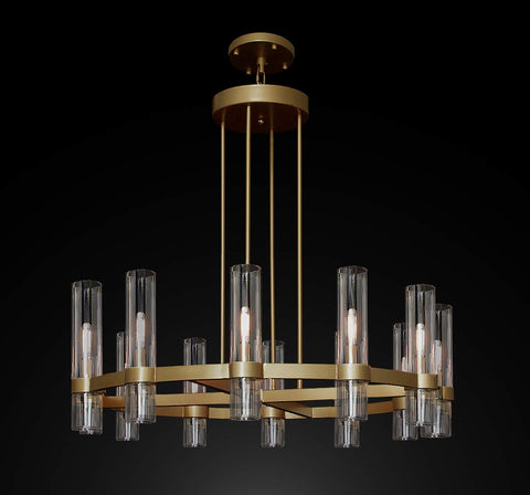 *CLOSEOUT PRICE - LIMITED QUANTITY LEFT* Varella Round Chandelier 36" Vintage Barn Metal Industrial Loft Rustic Lighting Great for Living Room, Dining Room, Foyer, Entryway - CO-CG/4461/12