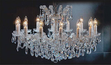 Swarovski Crystal Trimmed Maria Theresa Chandelier Crystal Lighting Chandeliers Lights Fixture Pendant Ceiling Lamp For Dining Room Entryway Living Room H 21" X W 31" - Antique French Gold Color - A83-Cg/2489/14Sw