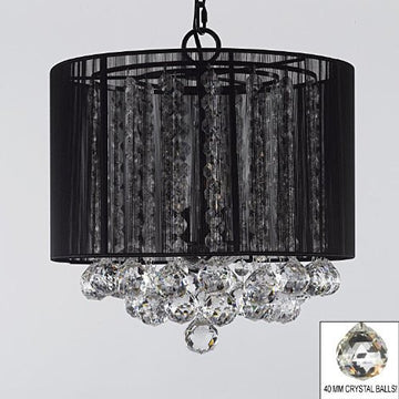 Crystal Chandelier With Large Black Shade & Balls H15" X W15" - G7-B6/Black/Sm/26029/3