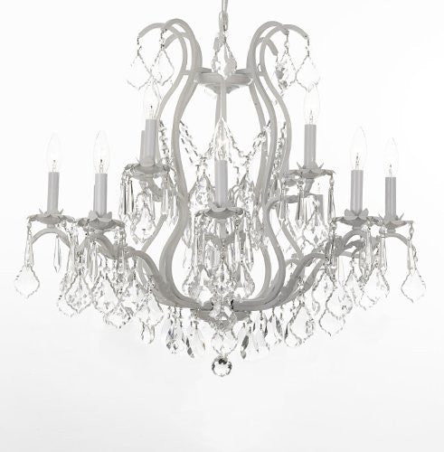 White Wrought Iron Crystal Chandelier H30" X W28" - J10-26014/12White SW