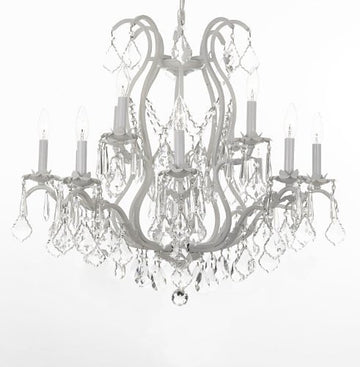 White Wrought Iron Crystal Chandelier H30" X W28" - J10-26014/12White SW