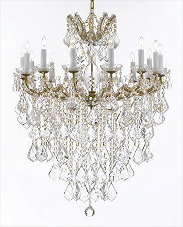 Maria Theresa Chandelier Crystal Lighting Chandeliers Lights Fixture Pendant Ceiling Lamp For Dining Room Entryway Living Room H 36" X W 31" - Antique French Gold Color - A83-B13/B7/Cg/2489/14