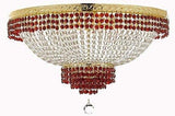 Set of 2-1 Moroccan Style French Empire Crystal Chandelier Lighting Trimmed w/Ruby Red Crystal! H30" X W24" & 1 Flush French Empire Crystal Chandelier Lighting Trimmed w/Ruby Red Crystal! H18" X W24 - B74/CG/870/9 + B74/CG/FLUSH/870/9 A500-