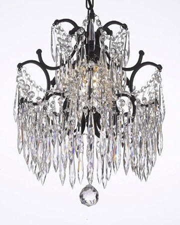 Chandelier Wrought Iron Crystal Chandeliers Dressed With Icicle Crystals H14" W11" - J10-B27/26030/1