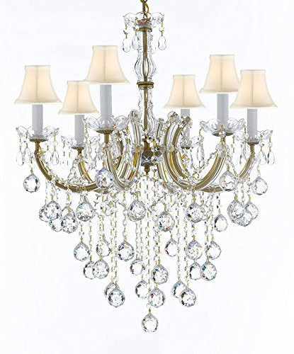 Maria Theresa Chandelier Crystal Lighting Chandeliers With White Shades H 30" W 22" - J10-Sc/B61/26066/6