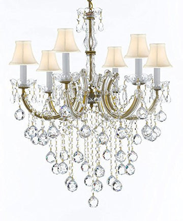 Maria Theresa Chandelier Crystal Lighting Chandeliers With White Shades H 30" W 22" - J10-Sc/B61/26066/6