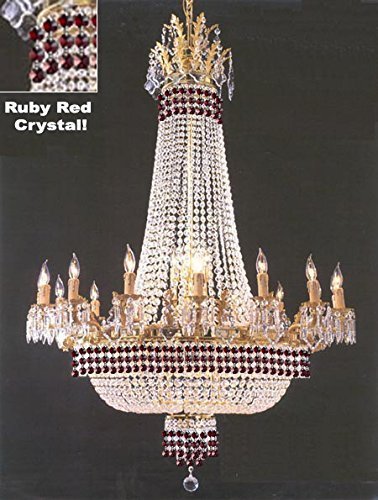 Empire Crystal Chandelier Chandeliers Lighting Dressed With Ruby Red Crystals! Great for the Dining Room Foyer Living Room! H50" X W40" - A500-B74/1280/14+7