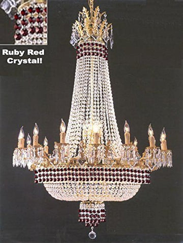 Empire Crystal Chandelier Chandeliers Lighting Dressed With Ruby Red Crystals! Great for the Dining Room Foyer Living Room! H50" X W40" - A500-B74/1280/14+7