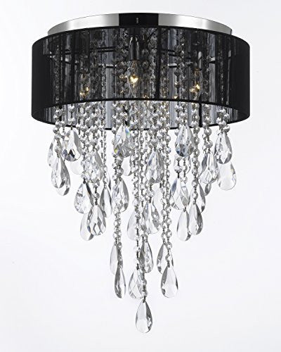 Flushmount 4-Light Chrome And Black Shade Empress Crystal (Tm) Chandelier Lighting - G7-B9/3/Black/2130/4