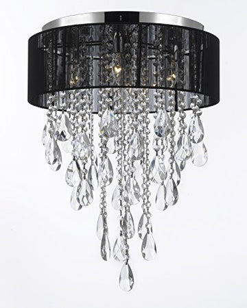 Flushmount 4-Light Chrome And Black Shade Empress Crystal (Tm) Chandelier Lighting - G7-B9/3/Black/2130/4