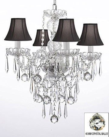 All Crystal Chandelier W/ 40Mm Crystal Balls & Crystal Icicles - J10-Blackshades/B29/3/26098/4