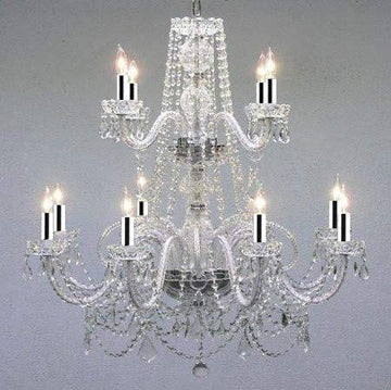 Swarovski Crystal Trimmed Chandelier! Authentic All Crystal Chandelier W/Swarovski Crystal Lighting Chandeliers w/Chrome Sleeves! H30" X W28" - J10-B43/2/26048/8+4SW