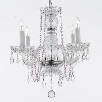 Crystal Chandelier Lighting With Pink Color Crystal - J10-B1/26098/4