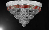 Flush French Empire Crystal Chandelier Chandeliers Moroccan Style Lighting Trimmed with Ruby Red Crystal! Good for Dining Room, Foyer, Entryway, Family Room and More! H16" X W30" - A500-FLUSH/B74/CS/448/21