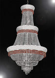 French Empire Crystal Chandelier Chandeliers Moroccan Style Lighting Trimmed with Ruby Red Crystal! Good for Dining Room, Foyer, Entryway, Family Room and More! H50" X W30" - A500-B74/CS/448/21