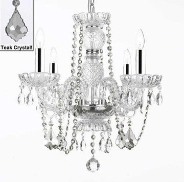 CRYSTAL CHANDELIER CHANDELIERS LIGHTING WITH TEAK COLOR CRYSTAL W/CHROME SLEEVES! - J10-B43/TEAKB2/26098/4