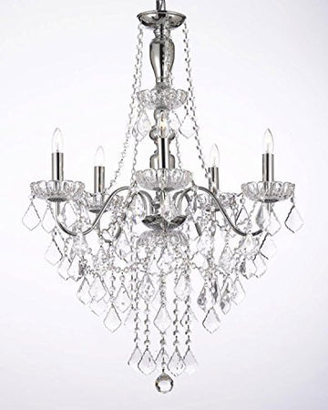 Swarovski Crystal Trimmed Chandelier Elegant 5 Light Crystal Chandelier Pendant Lighting Fixture Light Lamp - J10-3/26017/5 Sw
