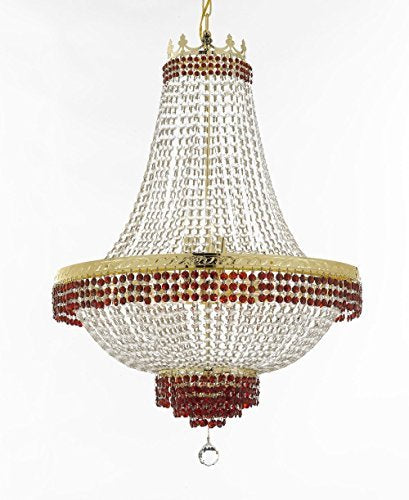 Moroccan Style French Empire Crystal Chandelier Chandeliers Lighting Trimmed With Ruby Red Crystal Good For Dining Room Foyer Entryway Family Room And More H50" W30" - A500-B74/Cg/870/14Large