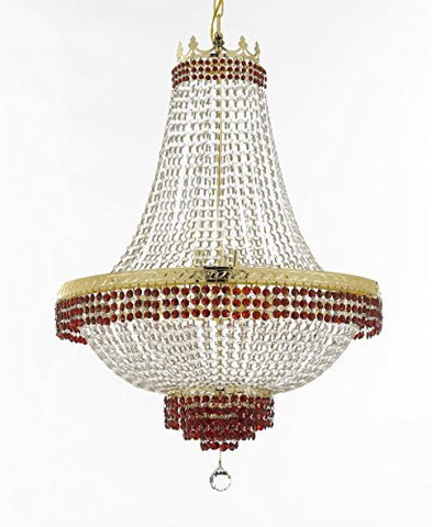 Moroccan Style French Empire Crystal Chandelier Chandeliers Lighting Trimmed With Ruby Red Crystal Good For Dining Room Foyer Entryway Family Room And More H50" W30" - A500-B74/Cg/870/14Large