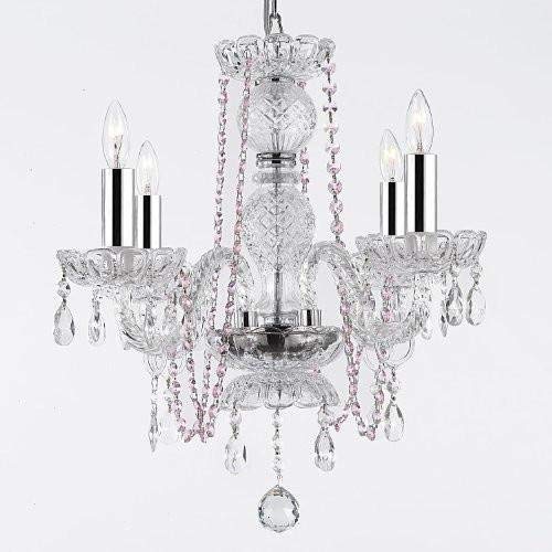 Crystal Chandelier Chandeliers Lighting with Pink Color Crystal! W/Chrome Sleeves! - J10-B43/B1/26098/4