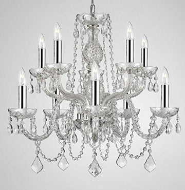 Empress Crystal (Tm) Chandelier Lighting Crystal Chandeliers With Chrome Sleeves H25" X W24" 10 Lights - G46-B43/Cs/1122/5+5