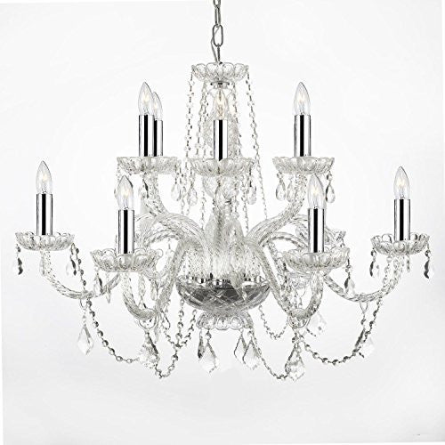 Empress Crystal (Tm) Chandelier Lighting With Chrome Sleeves H27" W32" - F46-B43/385/6+6